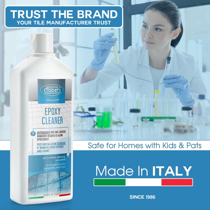 FABER Epoxy Remover â€“ Epoxy Resin Haze Remover and Post Construction Cement Grout Cleaner to Renew Refresh & Restore Natural Shine of Porcelain Ceramic Tile Floor - Heavy Duty Alkaline Compound - Image 3